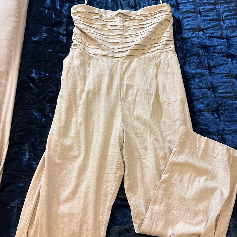 Abercrombie & Fitch Cream Jumpsuit Relaxed Fit